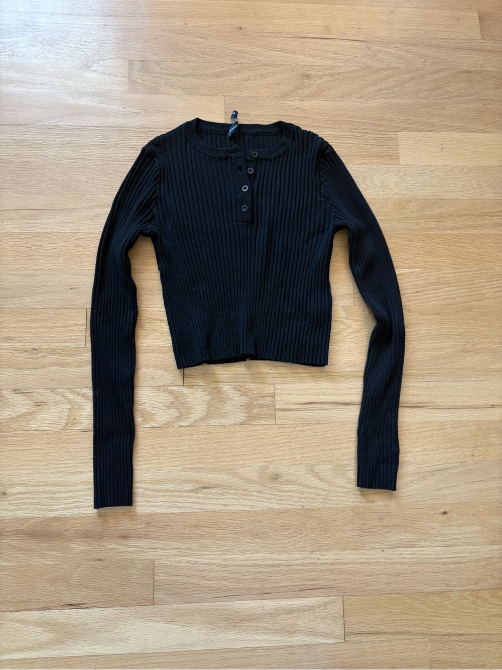 Black Ribbed Brandy Melville Long Sleeve Top